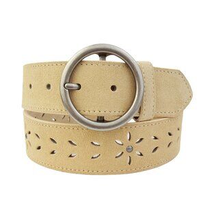 Genuine Suede Leather Belt w. Daisy cut-out design